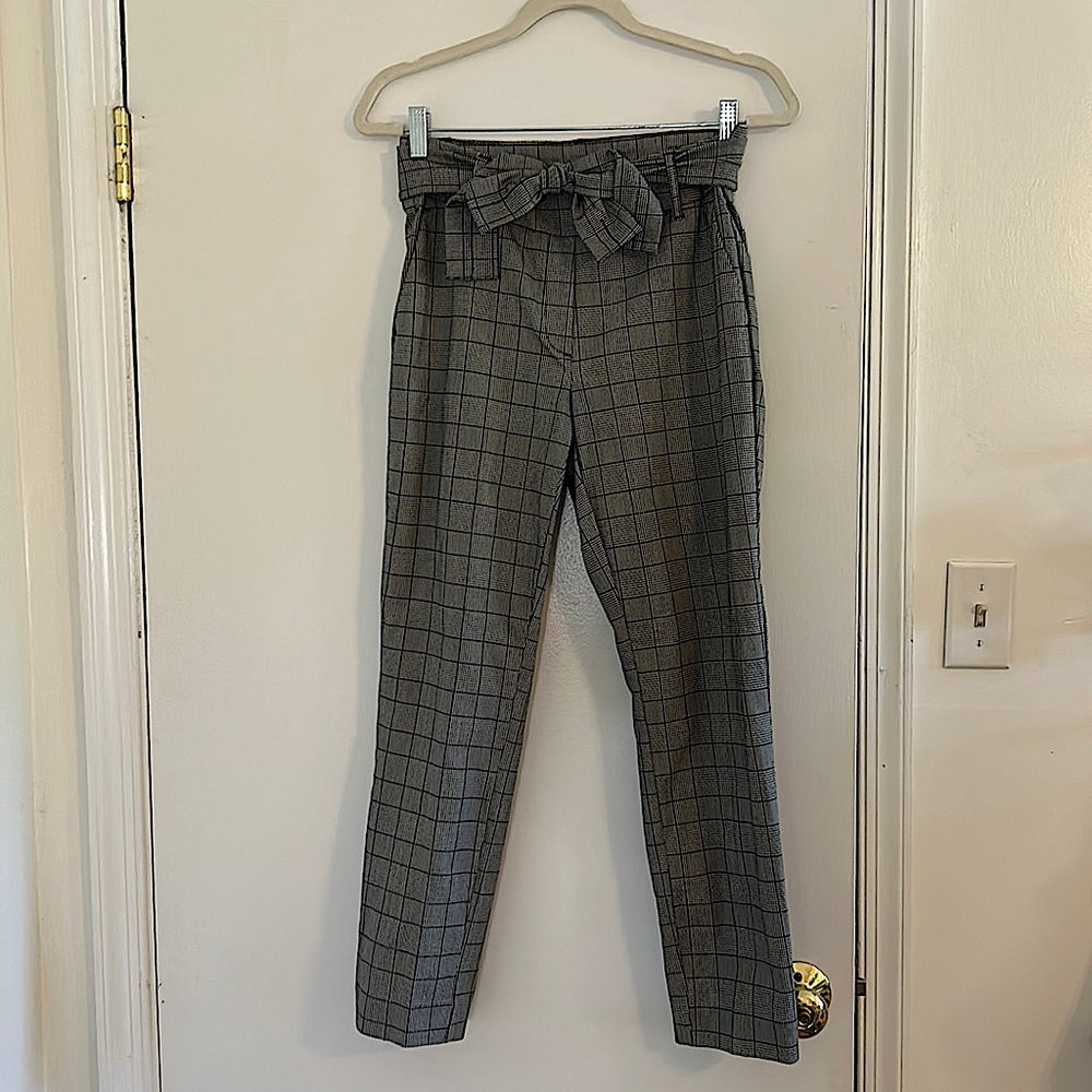 Jules & Leopold small checkered black and white stretchy dress pants